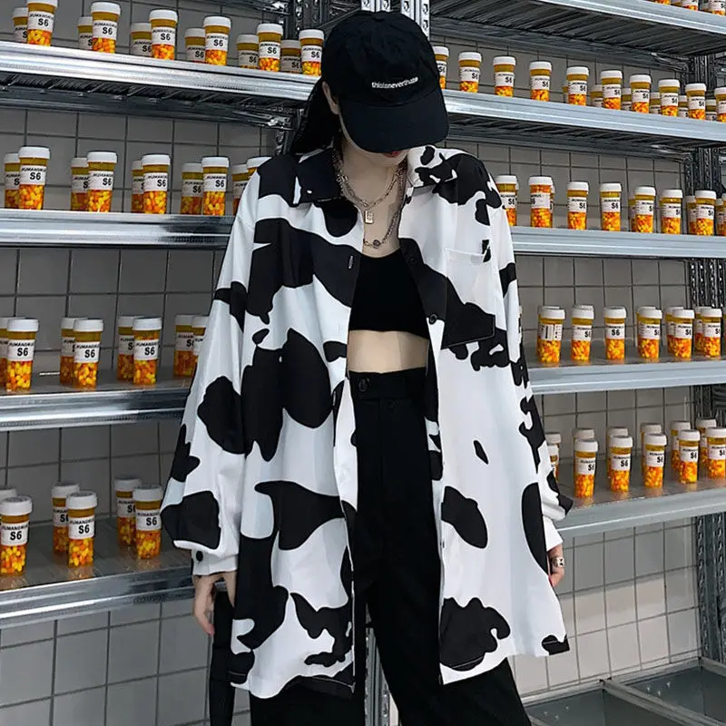 Shirts Women Long Sleeve Cow Printed Lovely Popular Hip Hop Leisure Fashion Womens Sun-proof 2020 Autumn New Stylish Streetwear