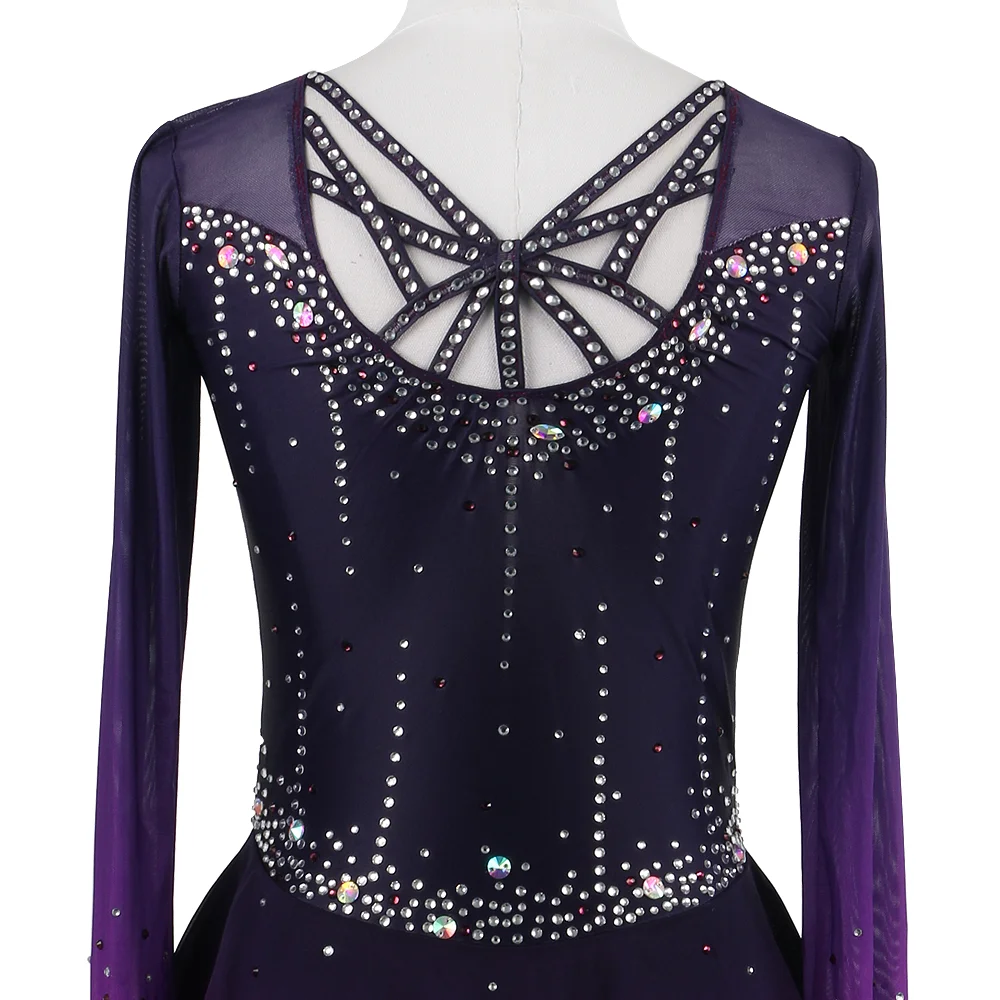 Zagitova Figure Skating Dress For Women Girls Ice Skating Clothes Sleeveless Gradual Purple Backless And Beautiful Rhinestones