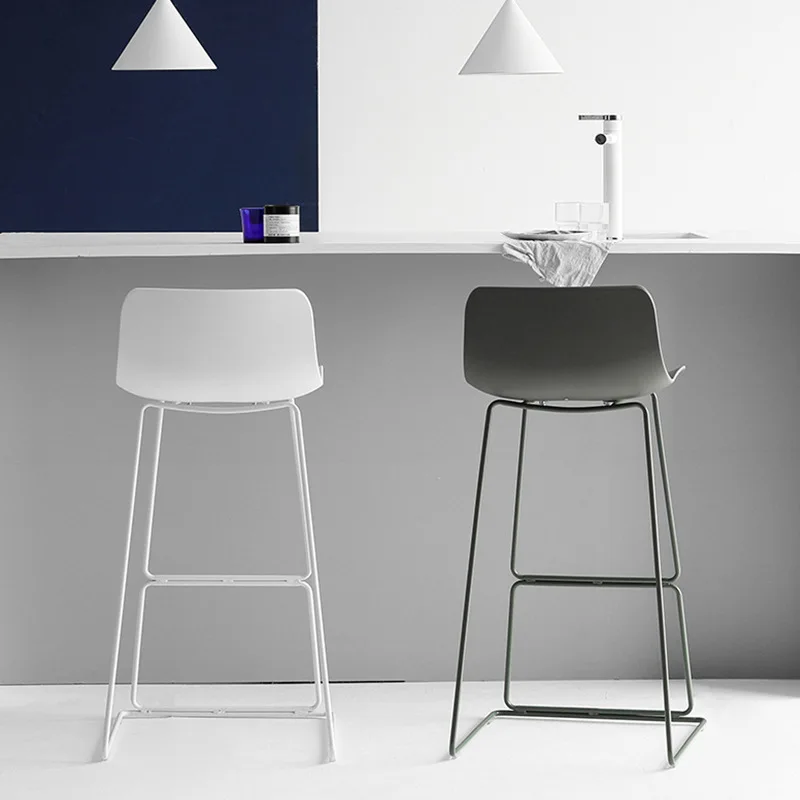 

Waterproof Kitchen Bar Chair White High Back Reception Desk Reinforce Bar Chair Terrace Nordic Tabourets De Bar Home Decoration