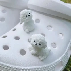 3D Cute Puppy Shoe Decoration Pendant Mini Cute Bichon Frise Dog Figurines Diy Detachable For Clogs Sandal Beach Party Gifts