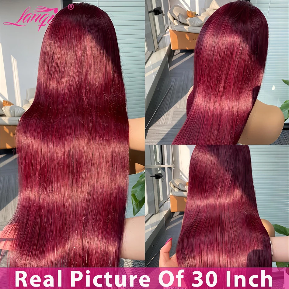 Burgundy Lace Frontal Wig Human Hair 99J Colored Straight 13X4 Lace Frontal Human Hair Wigs Transparent Remy Lace Front Wig