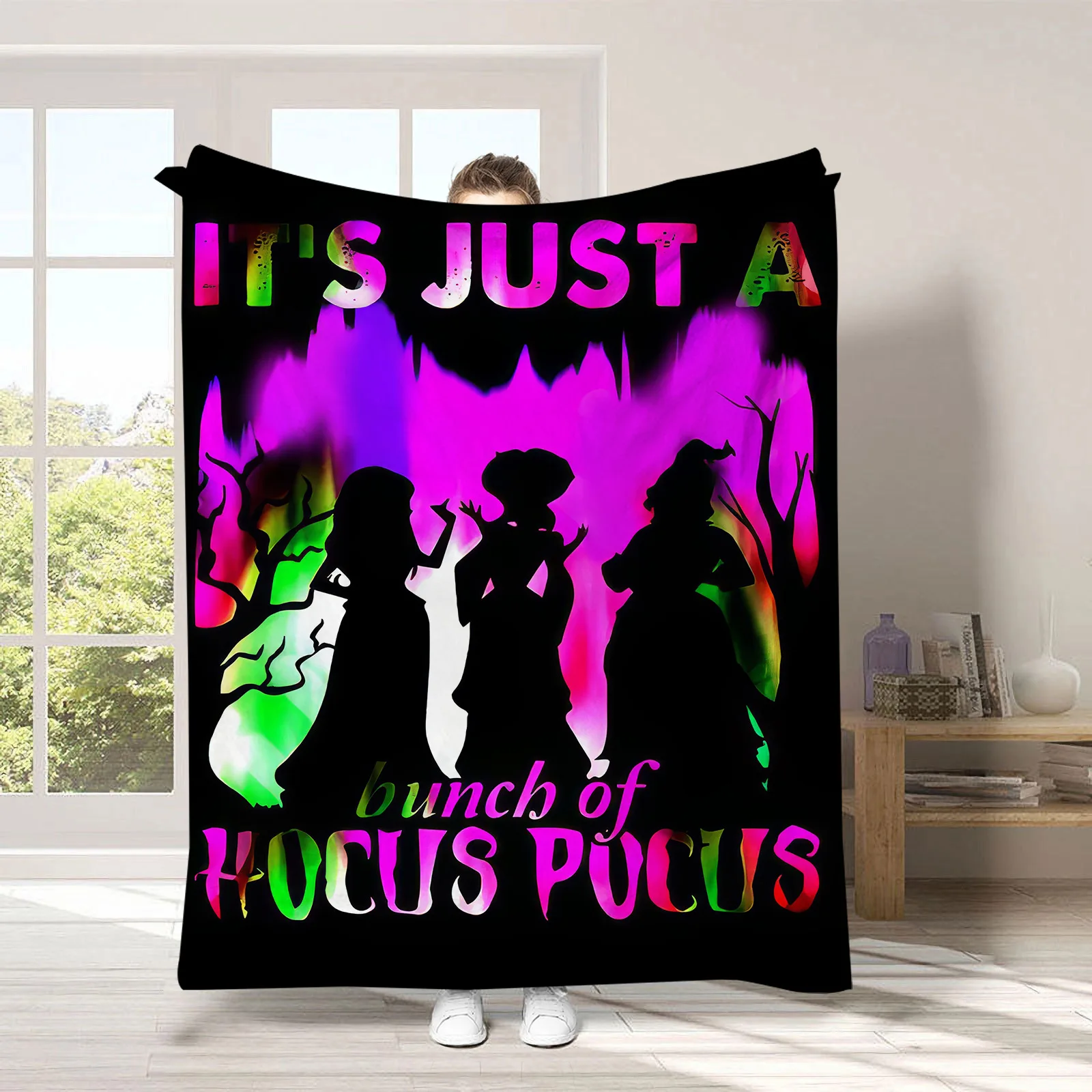 1 Stück Vintage-Halloween-Decke – Vintage-Druck, ultraweicher Plüschüberwurf für Couchbett, klassisches gruseliges Geschenk für Erwachsene
