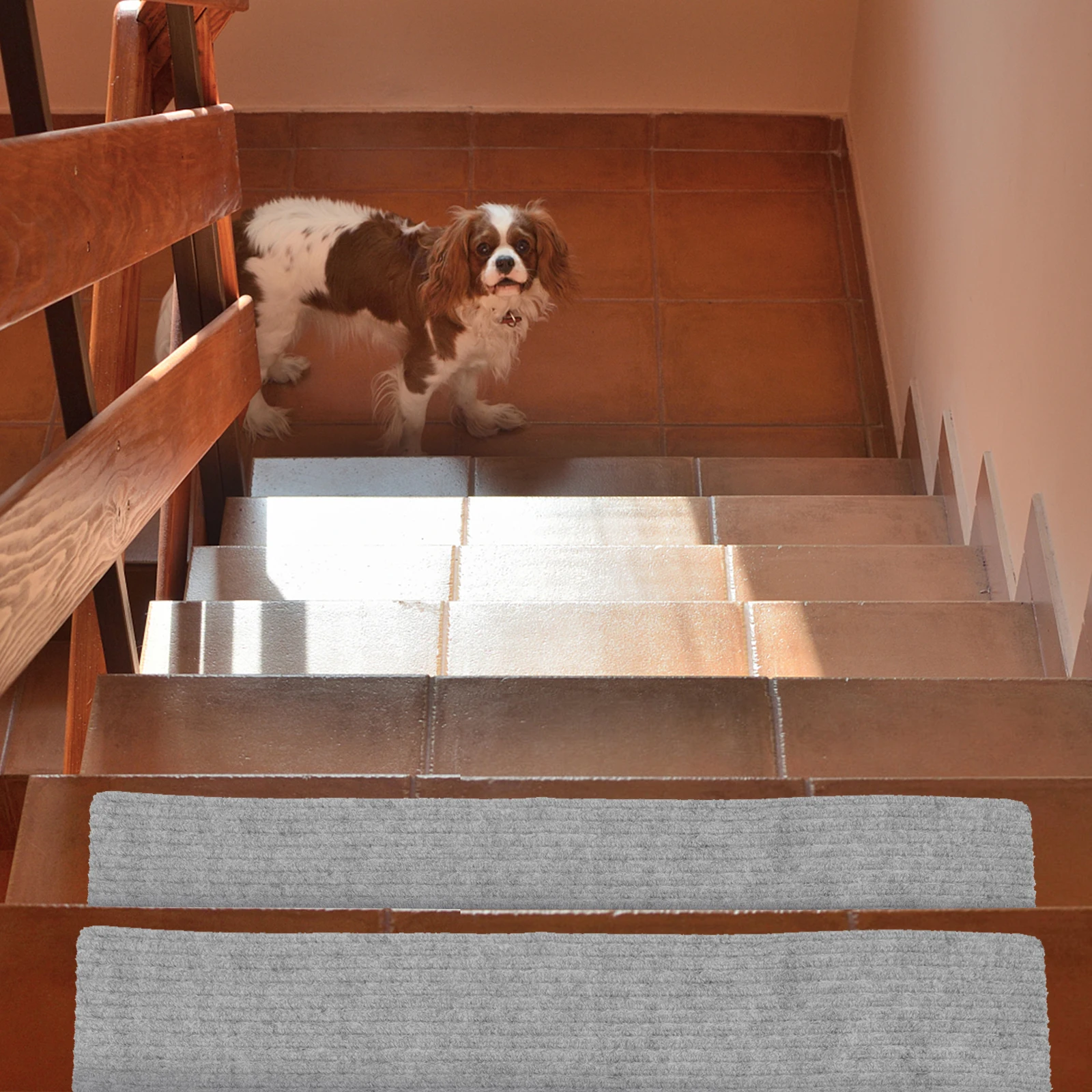 

2Pcs Non-Slip Carpet Stair Treads Self-Adhesive Safety Stair Rugs for Kids Pets Indoor Outdoor Washable Anti-Skid Step Pads
