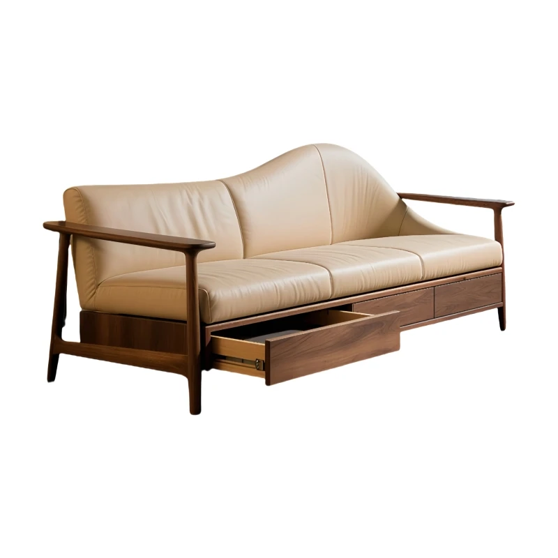 

Walnut solid wood living room sofa, sponge sofa