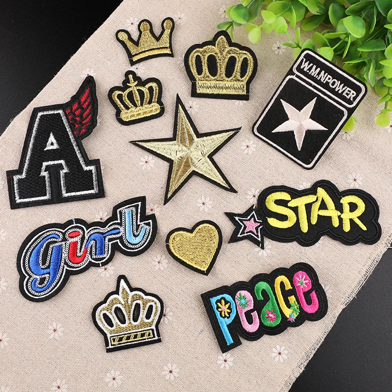 Golden Crown Patches on Clothing Embroidered Stripe for Clothing Military US Army Ironing Sewing Clothes Stickers Appliques