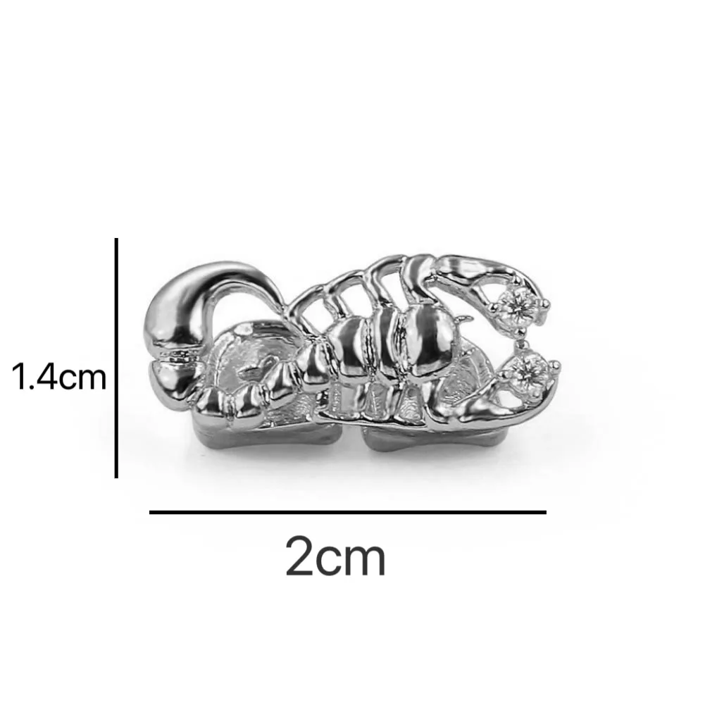 TOPGRILLZ Scorpion Grillz Stinger Teeth Grillz Gold Tone Scorpio Double Cap Iced-Out Tooth Grills,Gift,Party