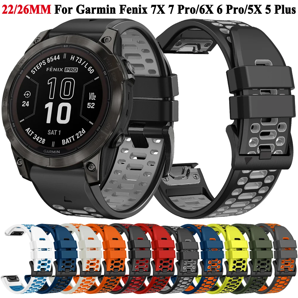 QuickFit 26mm 22mm Silicone Watch Strap Band For Garmin Fenix 8 51mm 47mm E 7 7X Pro 6 6X Epix Pro 5X Plus Enduro 3 2 Bracelet