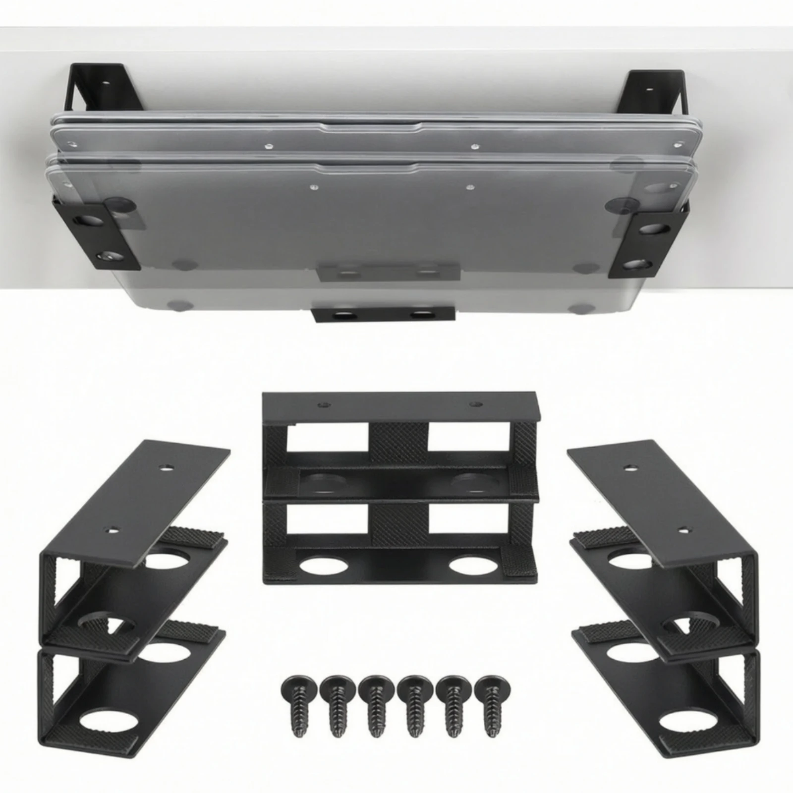 Under-Desk Storage Rack with Silicone Pads Multi Purpose Under Desk Laptop Mount with Silicone Pad Anti-Scratch Sleek