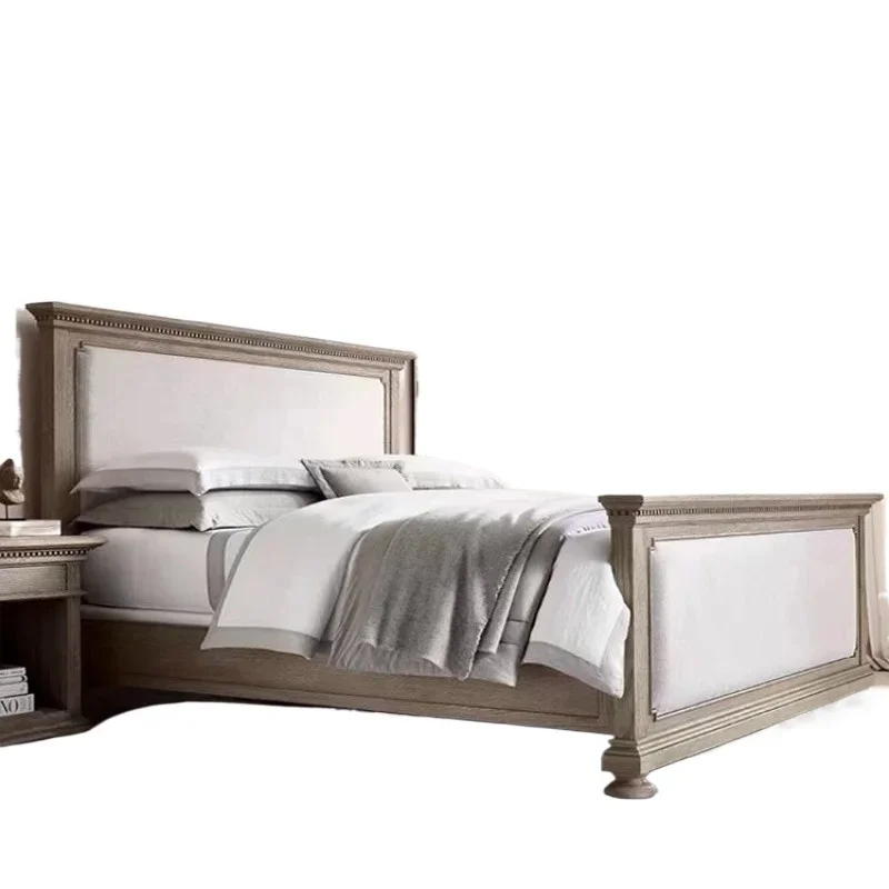 American country retro solid wood bed double bed French country old master bedroom queen