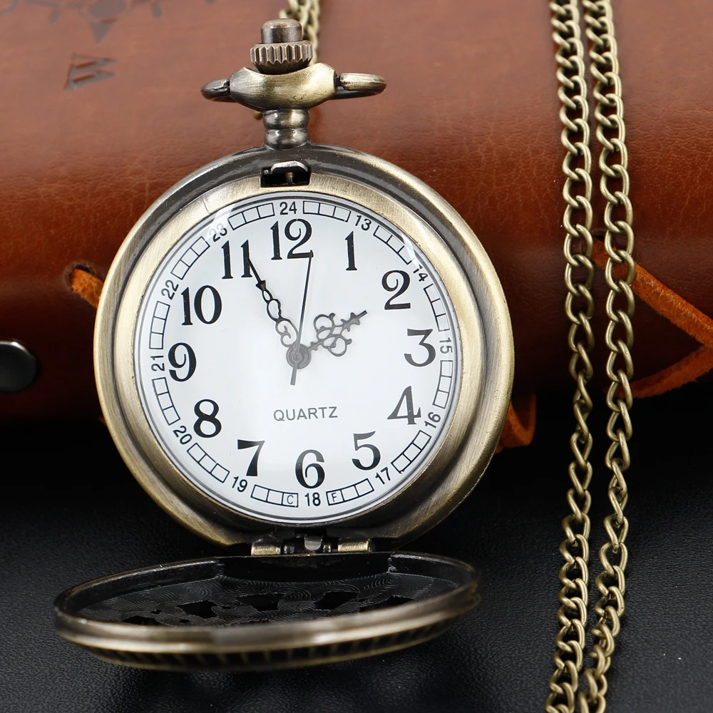Retro Mini Exquisite Time Hollow Quartz Pocket Watch Necklace Clock Cross Digital Men's and Women's Best Gift Accessories