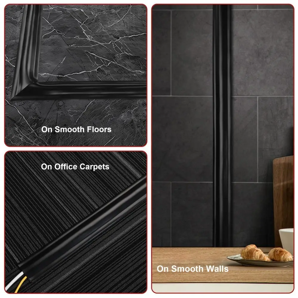 

Высококачественный напольный кабель из ПВХ, 1 м, самоклеящийся настенный консилер для проводов, без дрели, универсальный шнур для управления ковром/полом