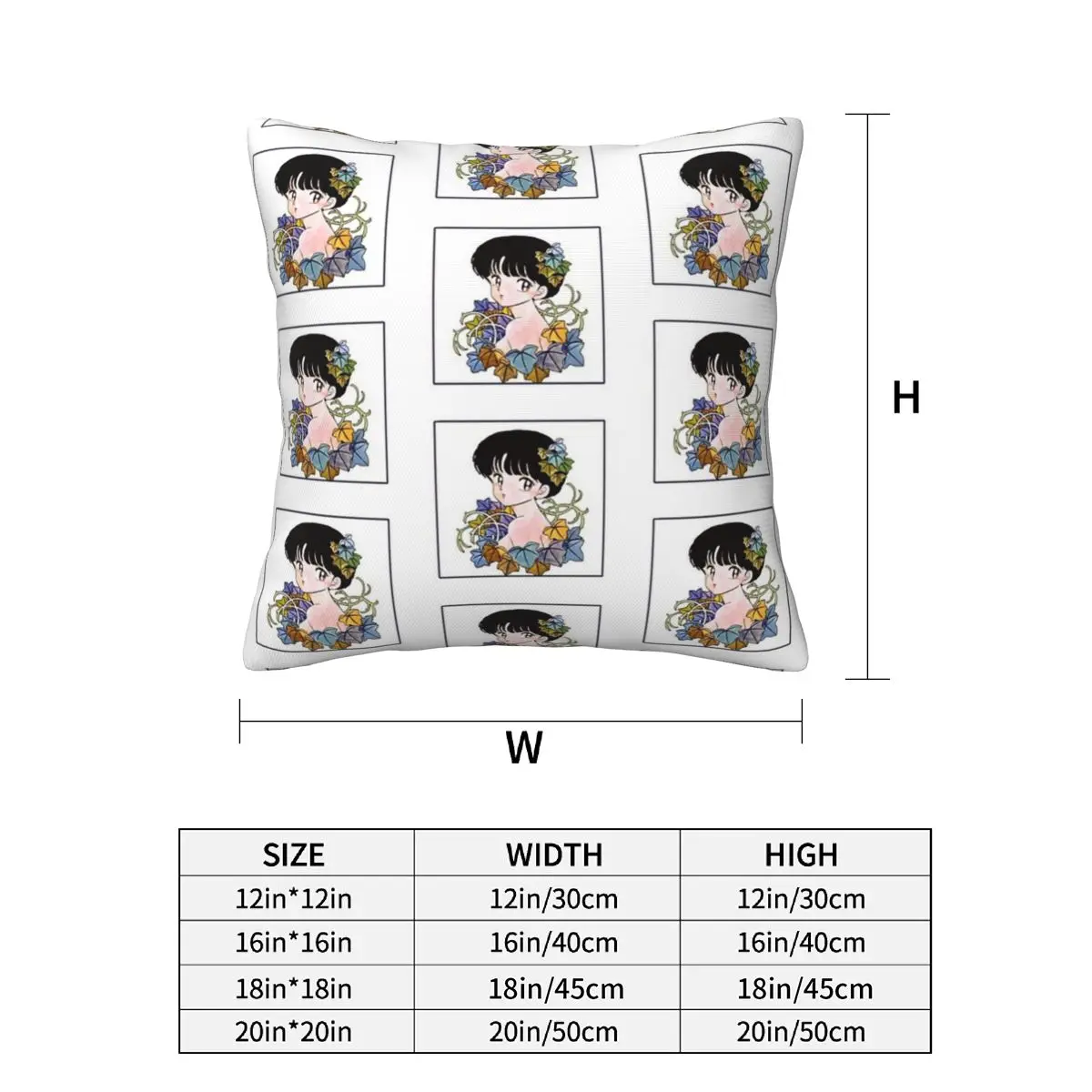 Akane Tendo With Flowers Ranma 12 Special Edition 2 pcs Square Pillowcase Pillow Cover Decor Comfort Throw Pillow for Home Car