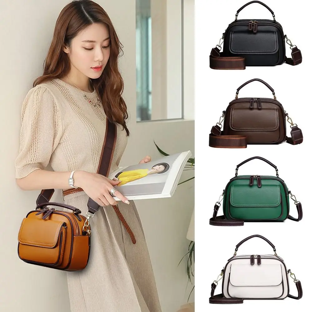 

Versatile Retro Women Shoulder Bag PU Leather Large Capacity Messenger Handbag Luxury Cosmetic Bag