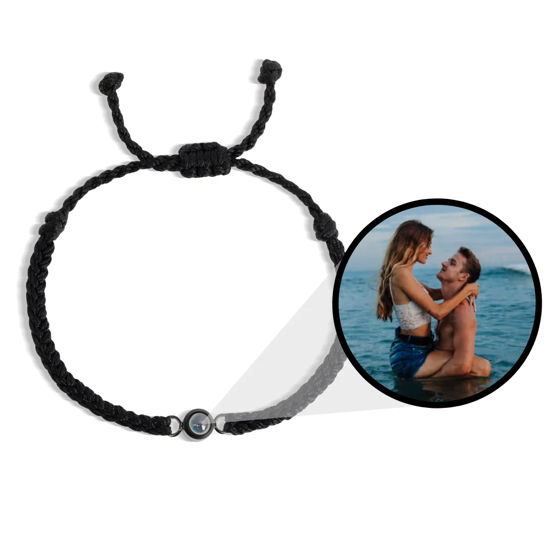 Custom Rope Photo Bracelet – Personalised Photo Projection Bracelet  Adjustable Memory Charm Wristband for Men Women