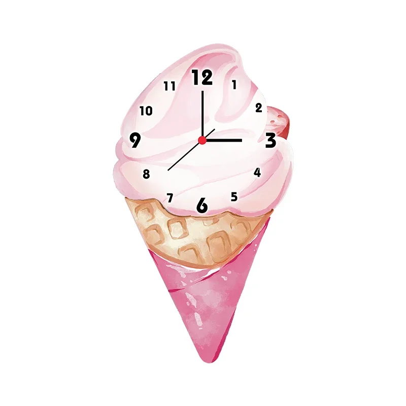 Ice Cream Cartoon Creative Clock Wall Hanging Living Room Kindergarten Cold Drink Shop Beverage Shop Decorative Wall Clock