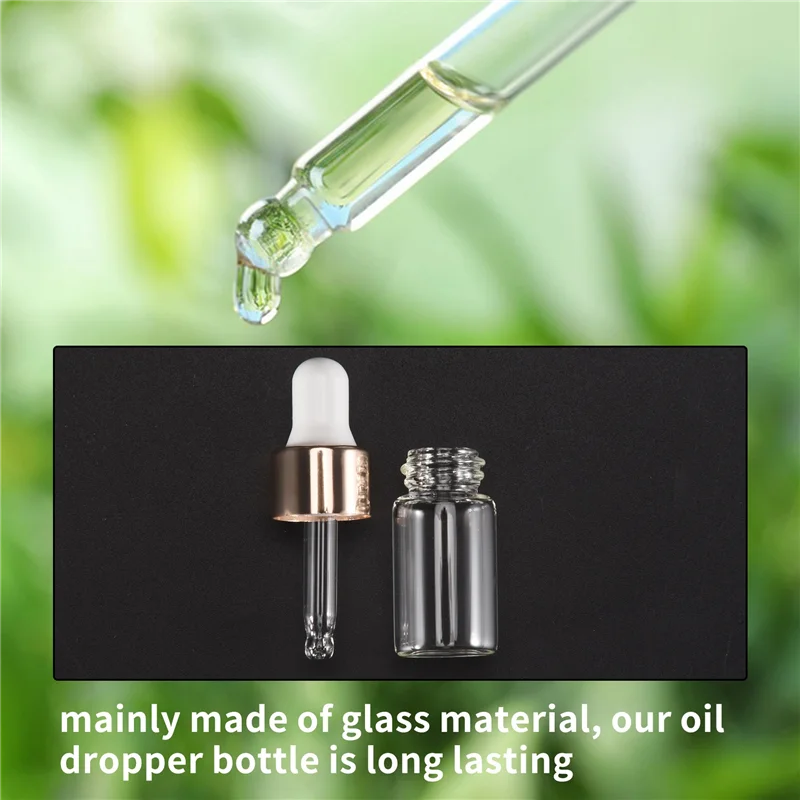 

100Pcs Mini Glass Dropper Bottle Clear Essential Oil Dropper Bottles Glass Dropping Sample Containers For Traveling 3Ml Durablea