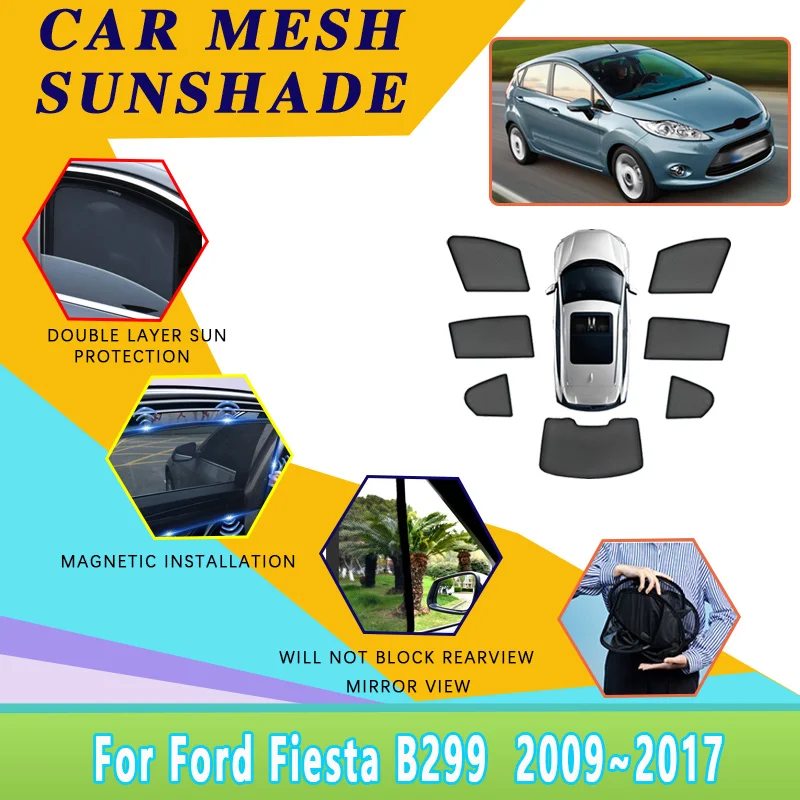 

Mesh Sunshade For Ford Fiesta MK7 Accessories Mk6 Mark VI B299 2009~2017 5-door Hatchback Car Sun Visor Light Blocking Curtains