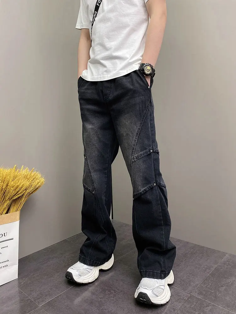 

Мужские джинсы Waed Denim: прямые, широкие, повседневные, весенние, модные, универсальные, свободные, в стиле Harlan, молодежные, из полиэфирного волокна