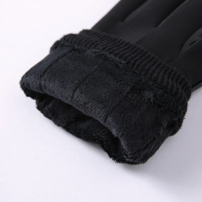 Me\'s Guantes de cuero de cabra, Guantes de ciclismo Drivig, Pantalla táctil, Felpa Ad Thick Ier, Cuero cálido, Deportes Casuales