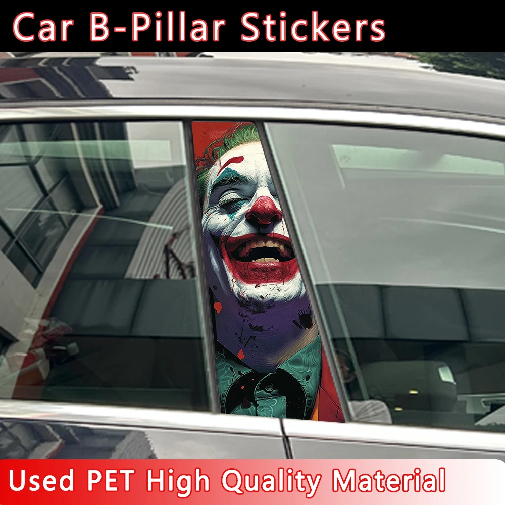 1pc JOKER Laughing Car B-pillar Stickers PET Waterproof Auto Center Pillar Sunscreen Decals Funny Letters Decors