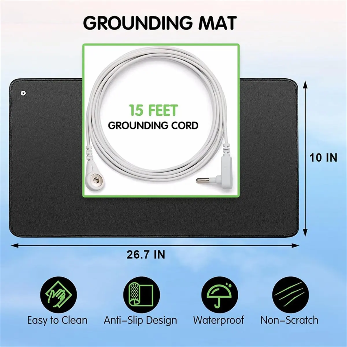 *A99Z Grounding Mat Kit, 2 Pack Grounding Mat 10 X 26.7Inch, Grounding Pad with 2 Grounding Cord for Sleep, Pain, Inflammation