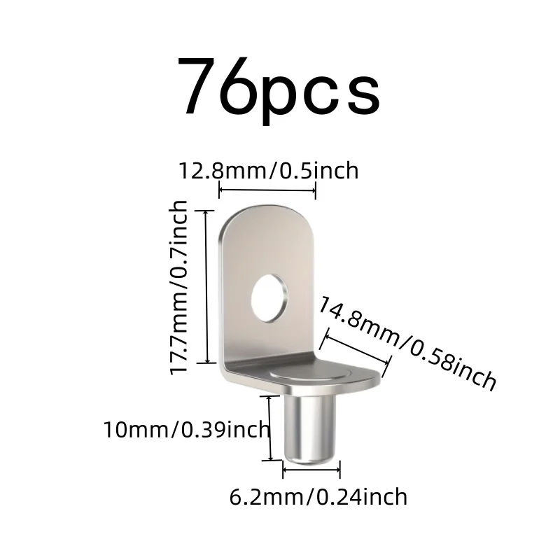 Easy Insert Install Furniture Layer Board Pins 76 pcs 6.2*10mm, perfect for Wardrobe Layer Pins, Sturdy Load Support