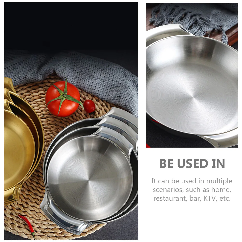 

Тарелка для еды из нержавеющей стали, сервировочный поднос для закусок, полированный, гладкий, устойчивый к разрушению, круглая форма для барбекю, десерта, стейка, поднос для еды