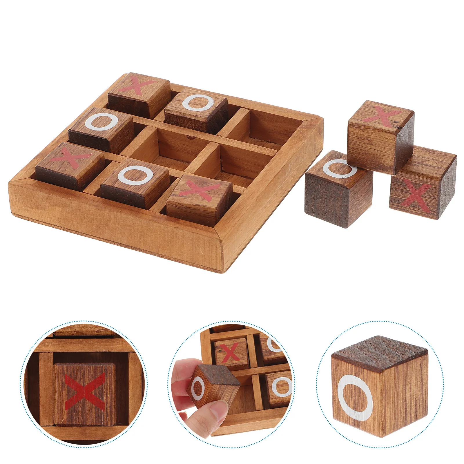 

1Set Wooden Board Game Indoor Educational Strategy Play Toe Game Board Games