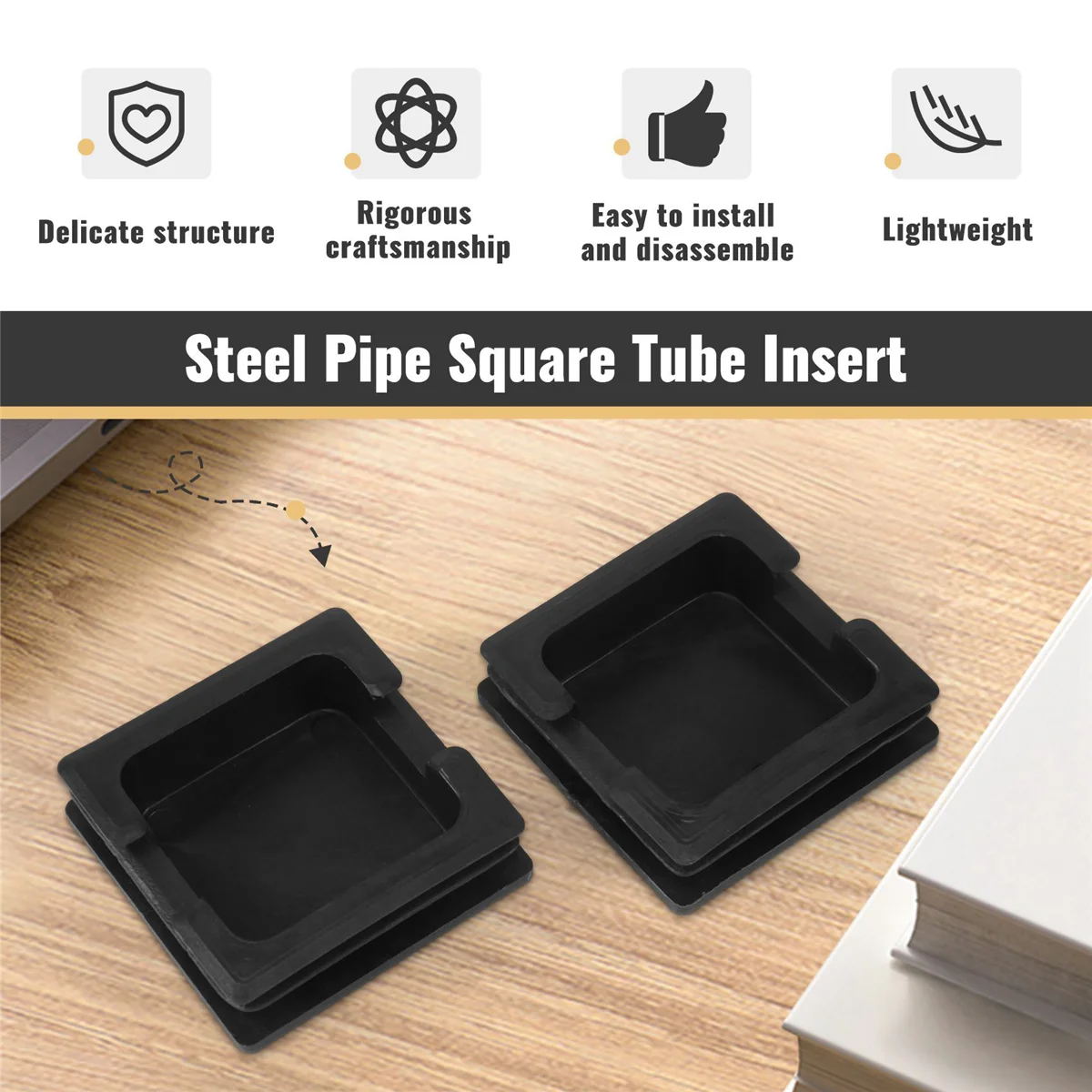 A39M 75 مللي متر x 75 مللي متر قبعات بلاستيكية مربعة أنبوب الأنابيب إدراج نهاية تقطيع 2 قطعة