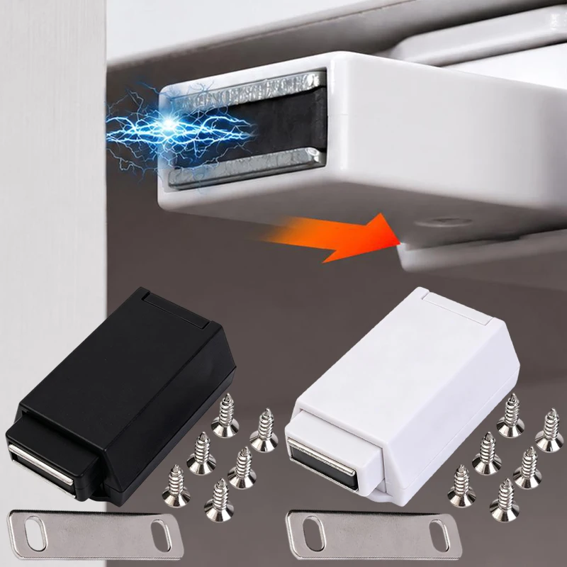 1/6Pcs Push To Open Cabinet Latch Magnetic Door Catch Heavy Duty Push Release Pop Out Hardware for Handleless Wardrobe Cupboard