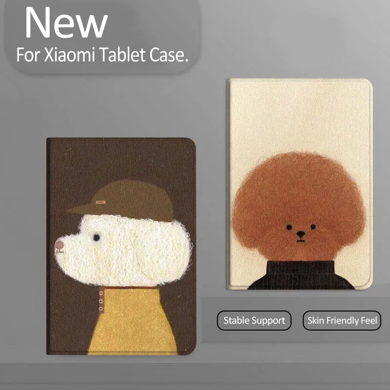 

Cartoon Brown Poodle Dog Tablet Case For Xiaomi Redmi Mini Pad SE K 2 4 5 6 7 8 2023 2025 11 8.8 11.2 10.1 Pro Gift