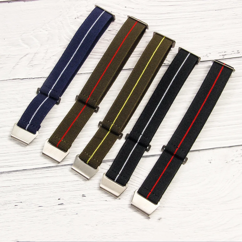 60's French Army Parachute Elastic Nylon Watchband 18mm 20mm 22mm for Seiko Submariner Tudor Rolex Watch Strap