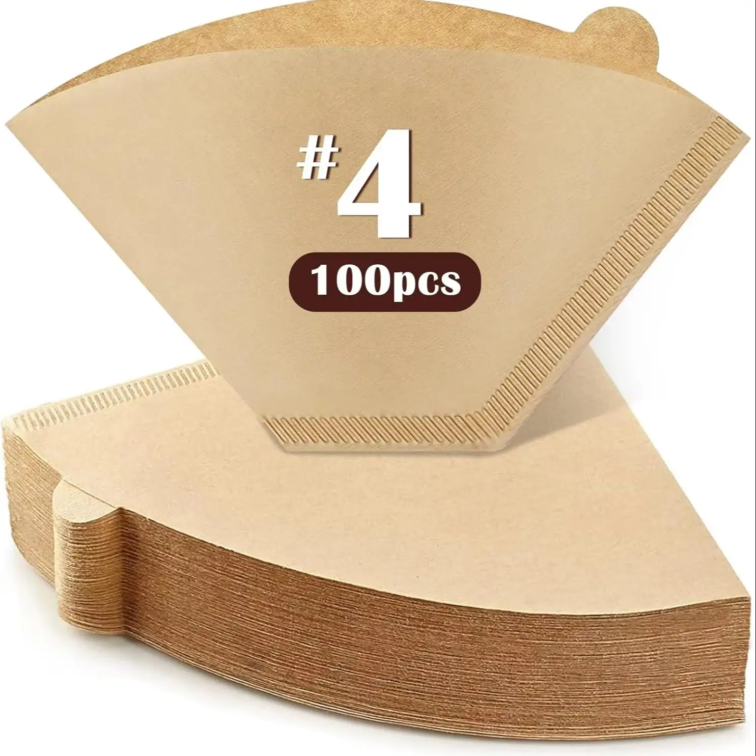 # 4 Konische Kaffeefilter für 8-12 Tassen, Einweg-Kaffeepapierfilter für Pour-Over und Filterkaffeemaschinen, Ungebleicht – Detail 1