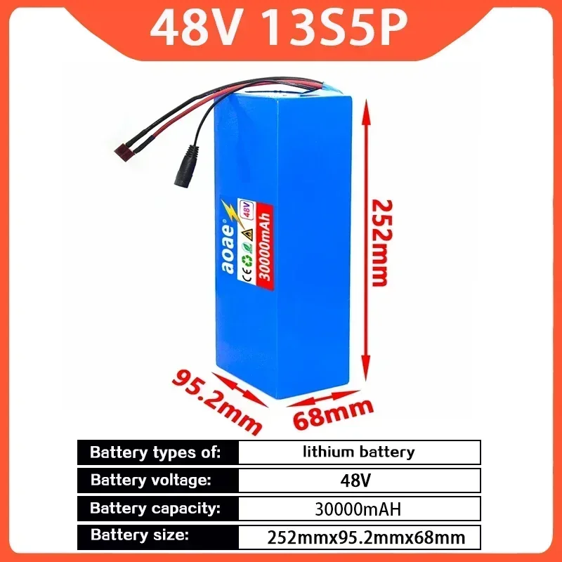 13S5P 48V 36000mAh Ebike Battery Customizable High Power 18650 Lithium-ion Battery Pack for Electric Tricycles Electric Bicycles