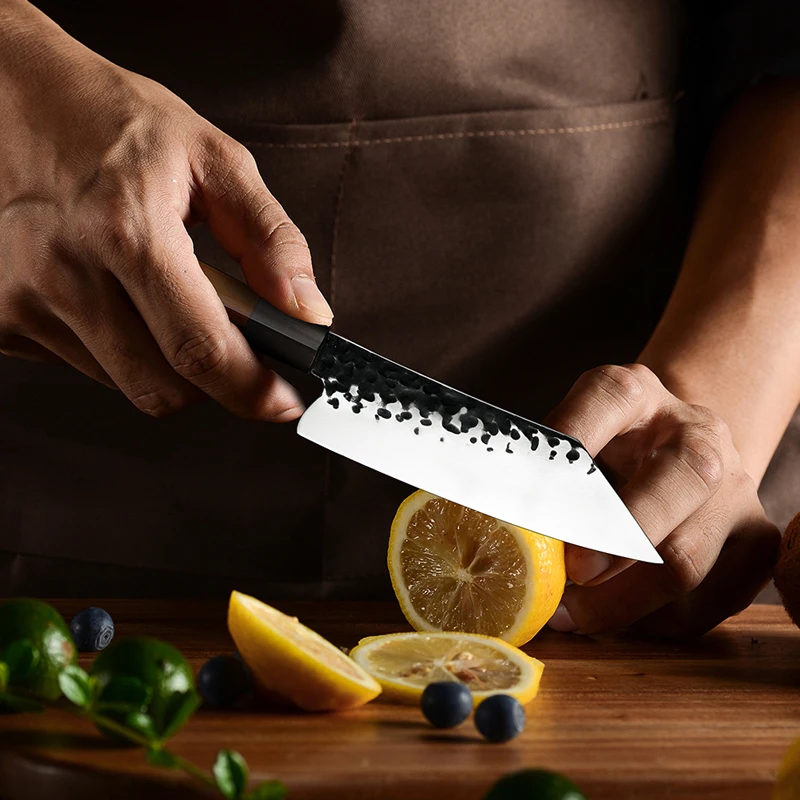 Grandsharp 5.5 Inch Kiritsuke Knife Handmade Forged High Carbon Kiritsuke Kitchen Chef Knife Meat Fruit Fish Vegetables Cutter