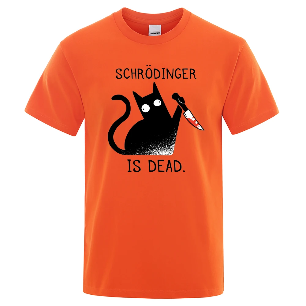 Schrodinger Is Dead Black Cat Tshirts Men Women 100% Cotton Oversized T-Shirt Hip Hop Loose Tee Clothes Fashion Casual Tops