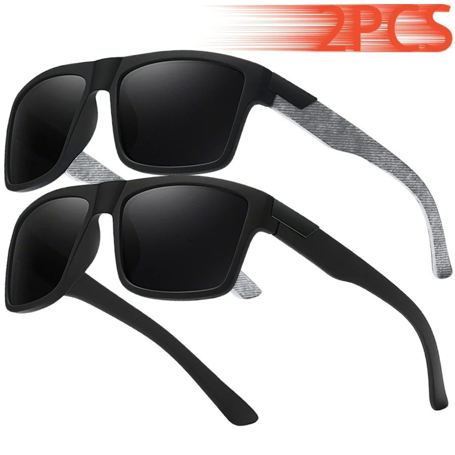 2PCS Vintage Colorful Striped Square Sunglasses Fashion Designer Eyewear for Men Women Driving FishingTravel Sun Glasses