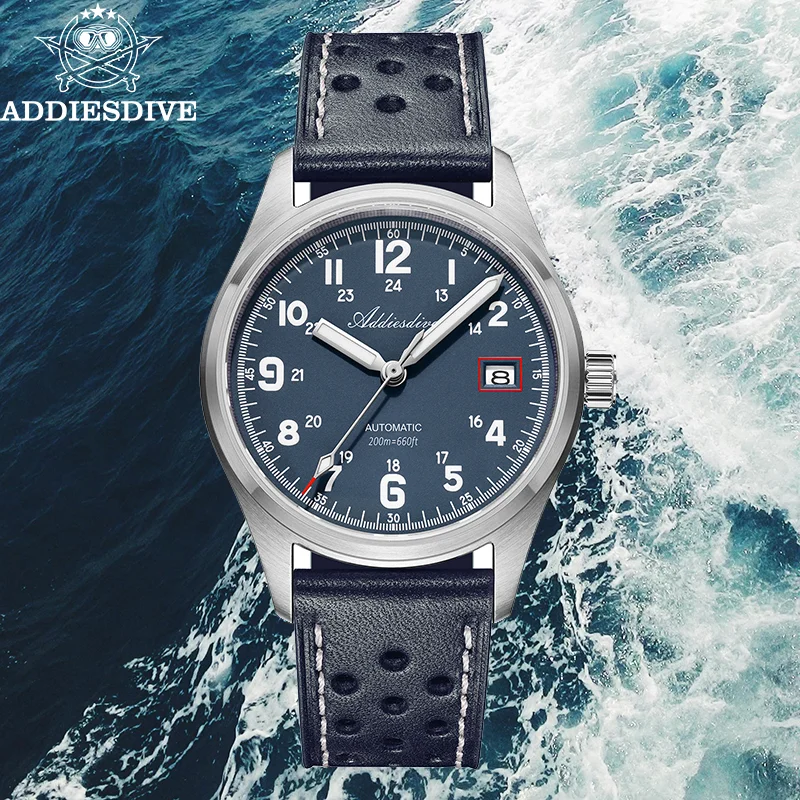 

ADDIESDIVE NH35 Automatic Mens Watches Luxury Sapphire Leather Stainless Steel Wristwatch BGW9 Luminous 200m Waterproof Watch