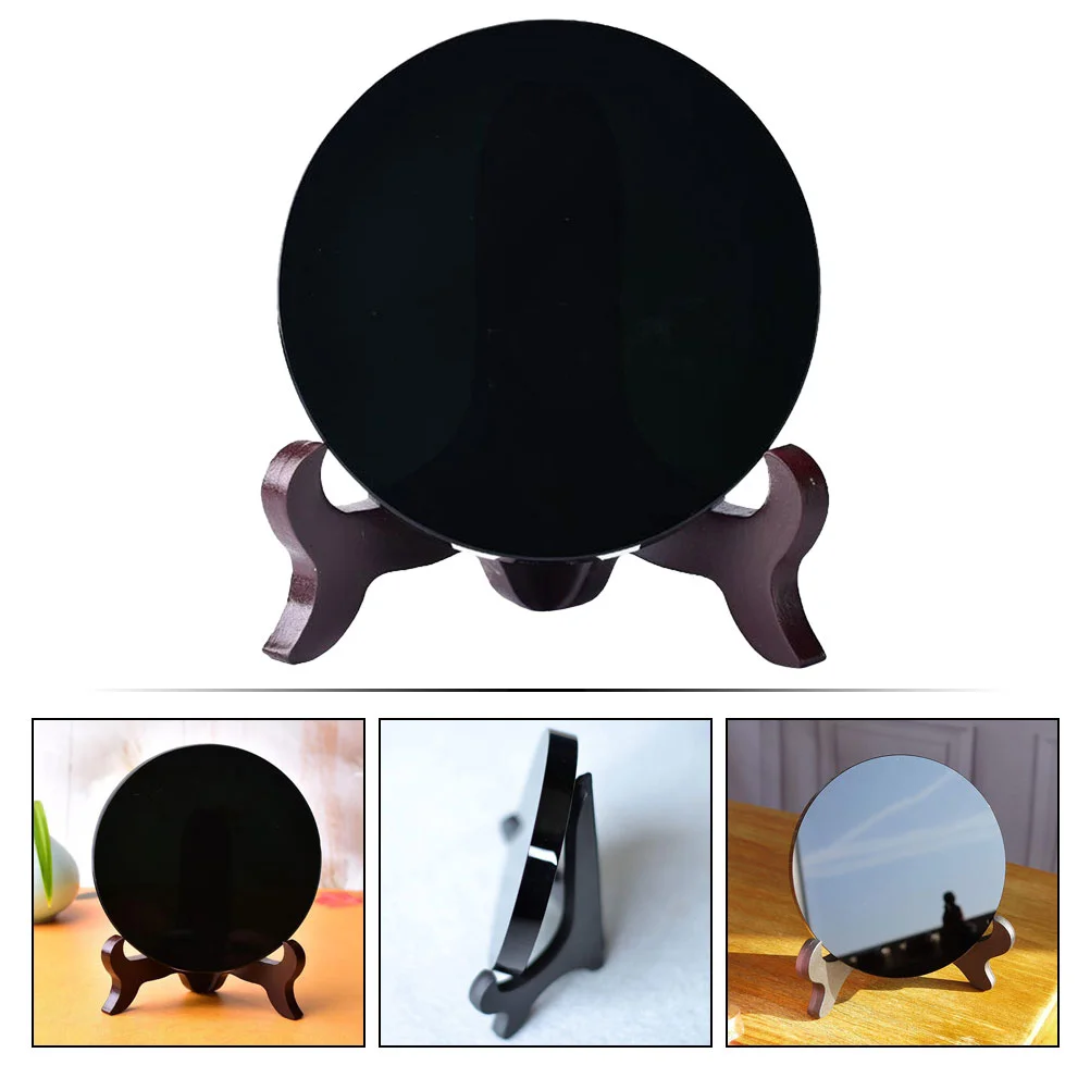 Obsidian Mirror Circle Aesthetic Black Scrying Coffee Table Shelf Decor Decorations for Room Living