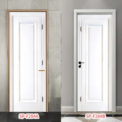 3D Simple White Wood Door Sticker Removable Bathroom Renovation Wardrobe Decoration Wall Wooden Design Door Art Mural Stickers