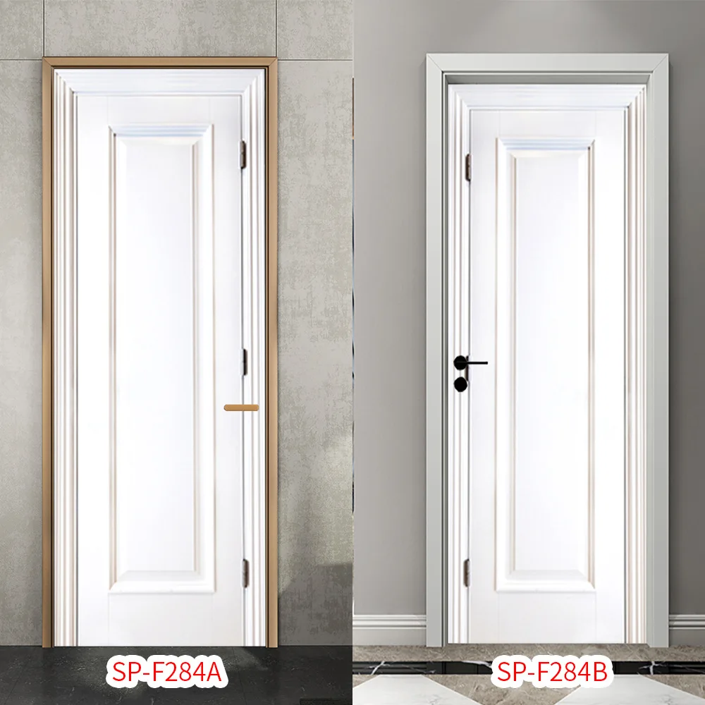 3D Simple White Wood Door Sticker Removable Bathroom Renovation Wardrobe Decoration Wall Wooden Design Door Art Mural Stickers 