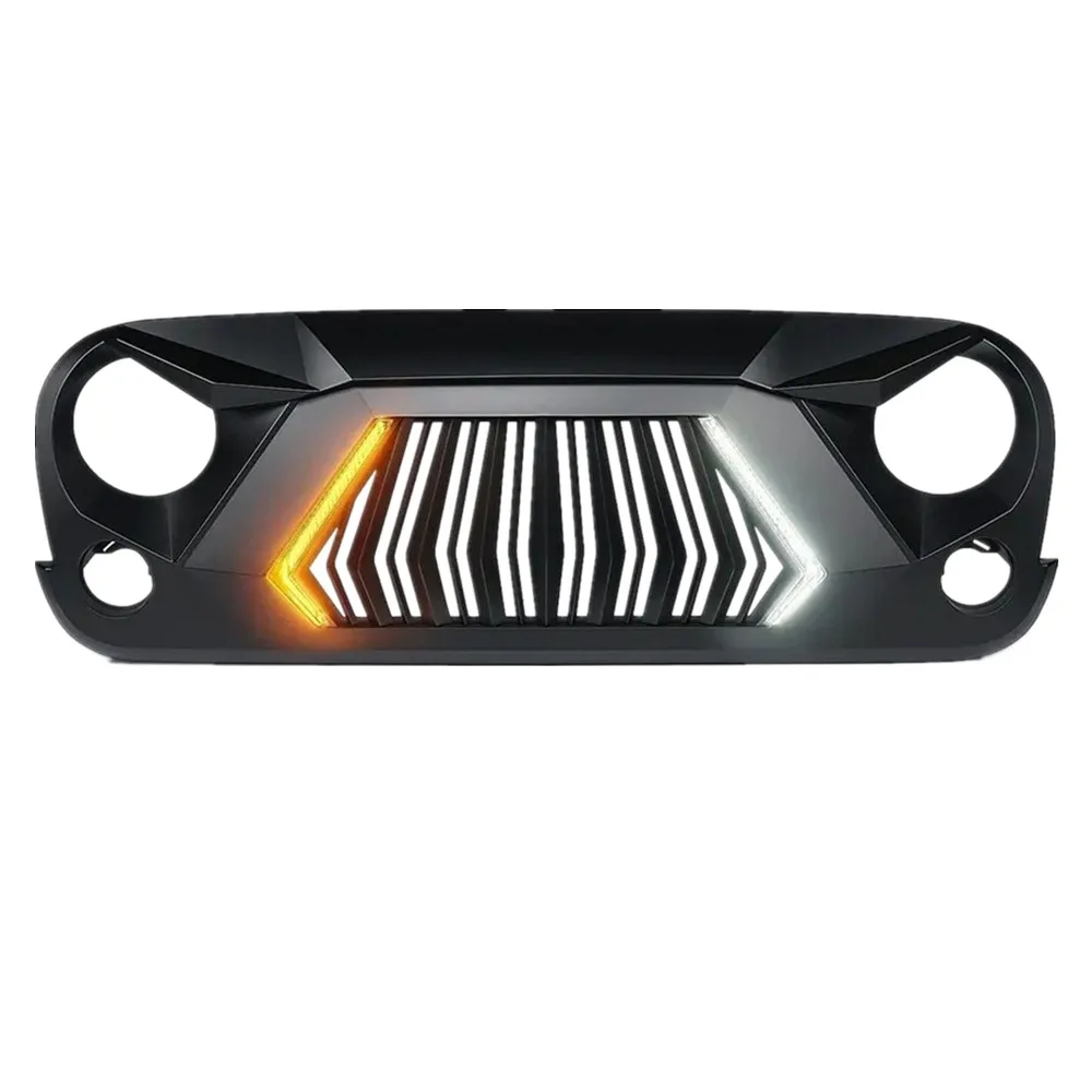 Car Accessories Front Grill For Jeep Wrangler JK 2007-2017 JKU Unlimited Rubicon Sahara Exterior Parts Grille With Led Light