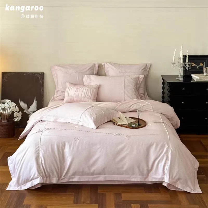 yjq high-end cotton thickened pure cotton super soft polished autumn and winter embroidery quilt cover bed hat