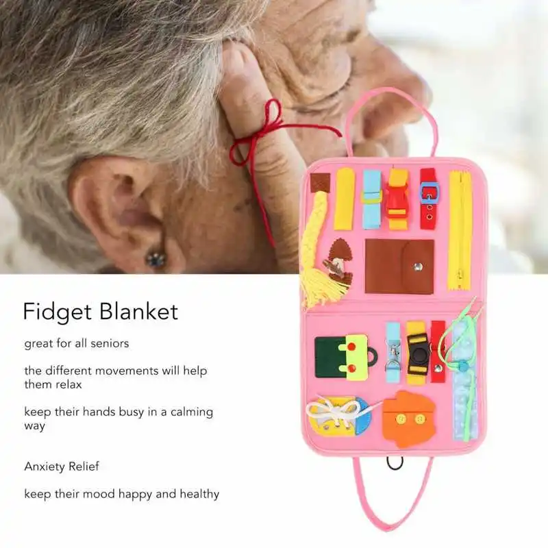 Portable Elderly Patient Dementia Sensory Pad Fun Toy Alzheimer Fidget Blanket Pressure Anxiety ReliefKeep Calm Improve patience