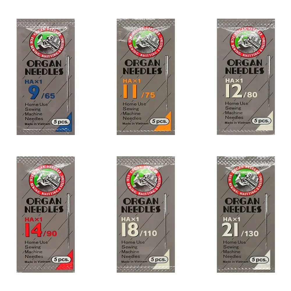 Size 8,9,10,11,12,14,16 ,18Organ Flat Shank15x1 HAx1 130/705 All Size Home Sewing Machine Needles Assorted Replacement 5pcs/pack