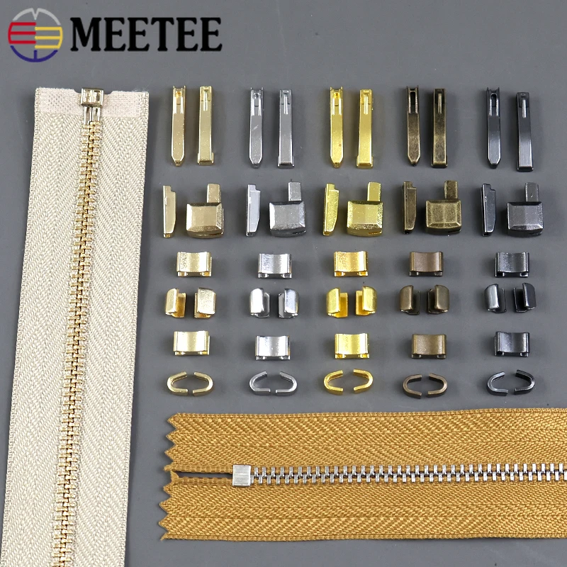 20/50Sets Metal Zipper Stopper Jacket Bag Zip Non-slip Tail Stop 3#5#8#10#  U Code End Lock Insert Pin Retainer Zips Repair Kits