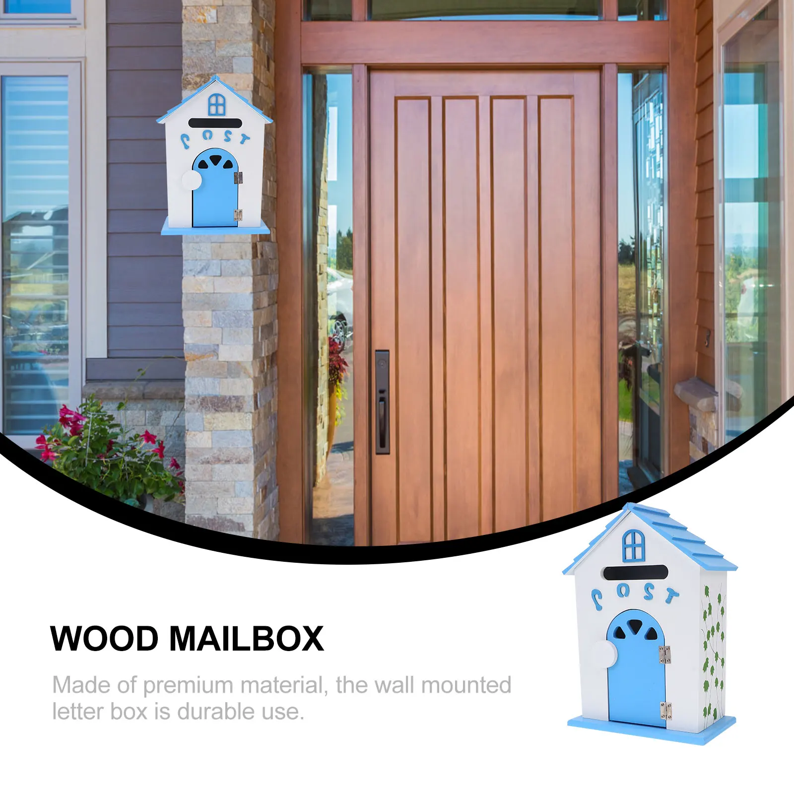 

Wooden Mailbox Decorative Post Box for Home Office Vintage Letter Suggestion Complaint Box Durable Wood Design