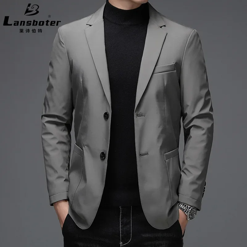 

HOO 2023 Men's Autumn and Winter New down Feather Liner blazer Youth Leisure Warm down blazers