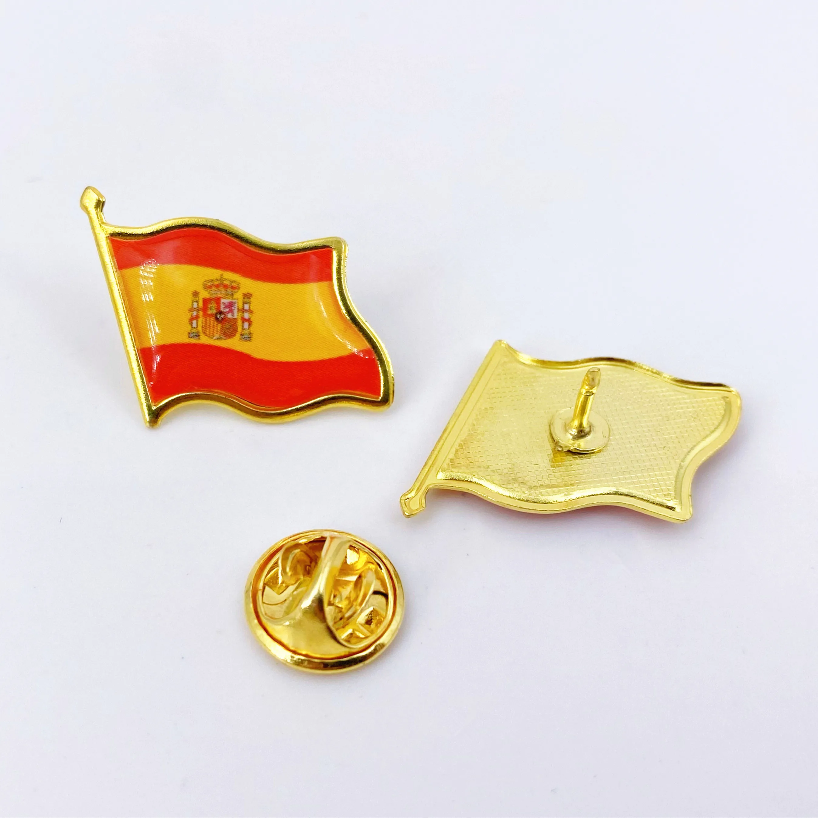 Anstecknadel mit spanischer Flagge – Länderflagge, patriotische Brosche, große Packung mit Anstecknadeln für Hut, Krawatte, Kleidung, Rucksack – Detail 1