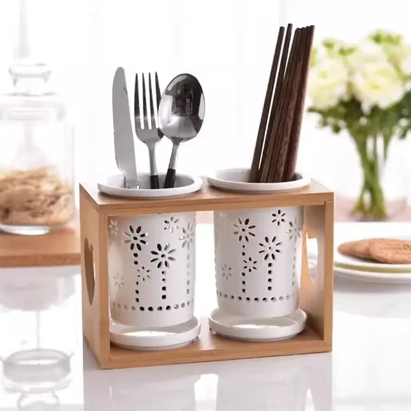 Ceramic Chopstick Holder Rest Moisture and Mold Resistant Spoon Cutlery Storage Elegant Household Kitchen Utensil Organizer